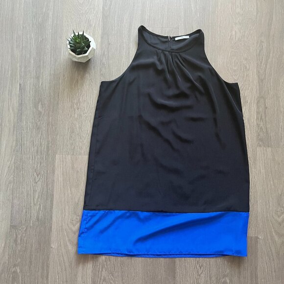 Smart Set Sleeveless Mini Dress with Cobalt Blue Hem - Picture 1 of 9
